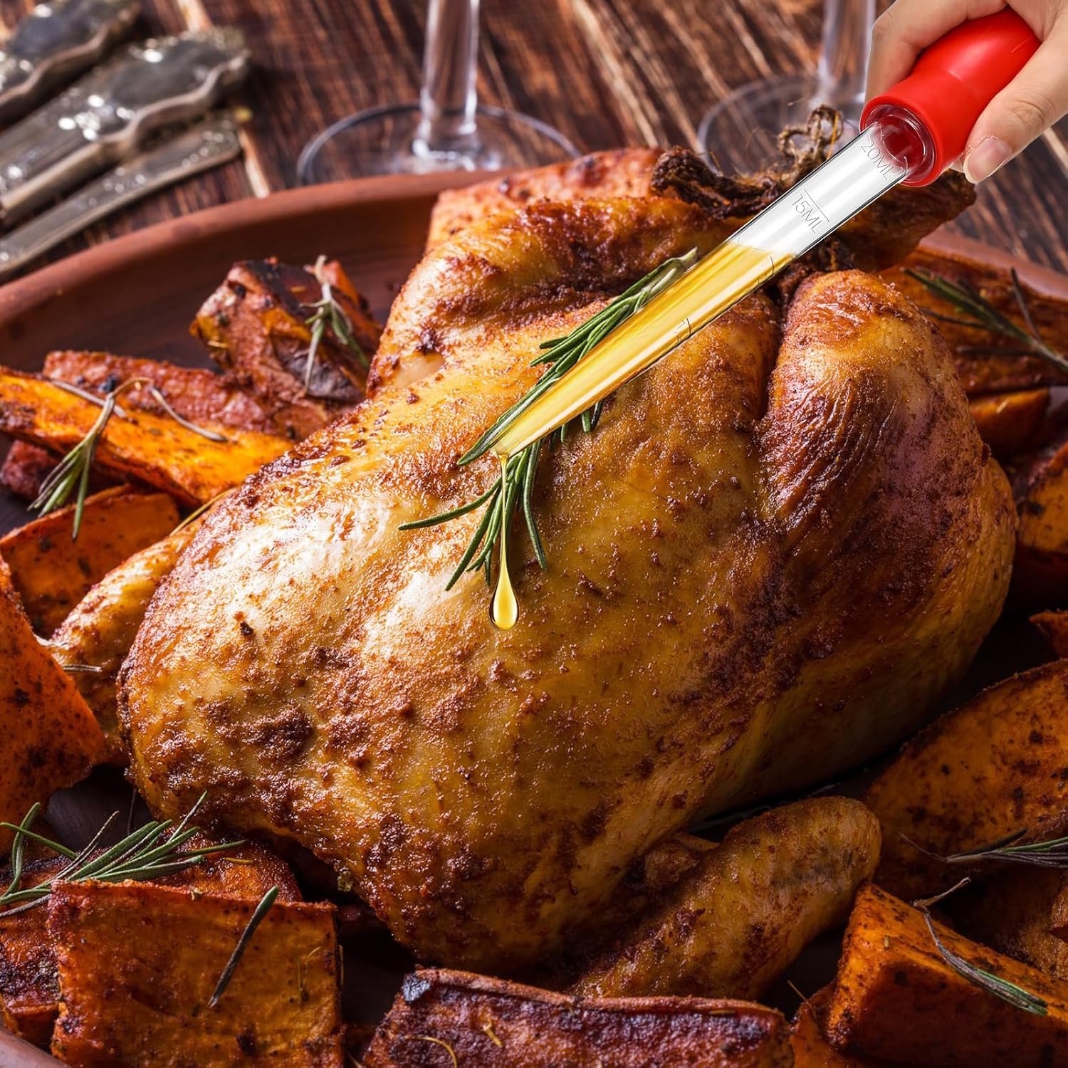 Boao 14 Pcs Heat-Resistant Turkey Baster Cooking Set Includes 8 Pcs 11 Inch Turkey Baster, 2 Silicone Basting Brush, 4 Cleaning Brush for Thanksgiving Cooking, BBQ Grill, Baking Meat(Bright Color) - Image 6