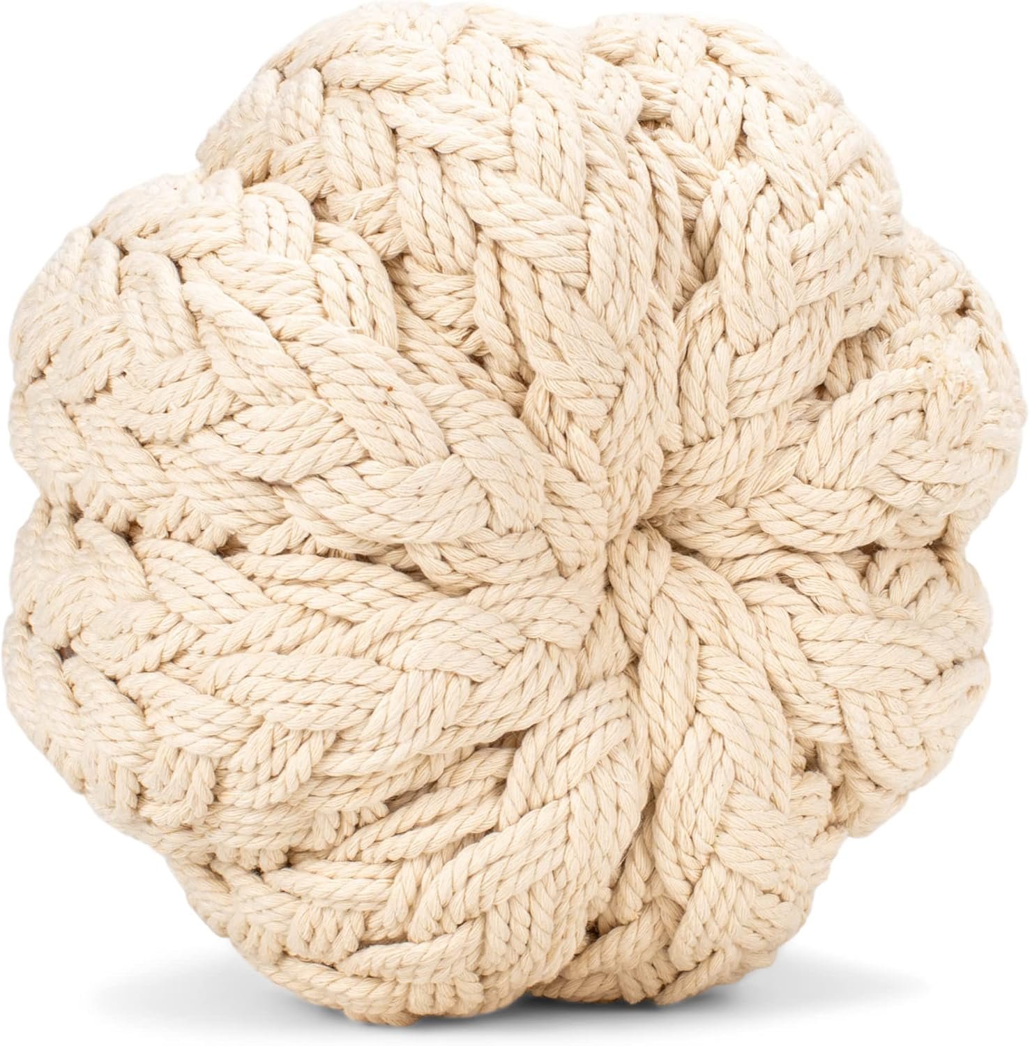 Napco Classic Cream Pumpkin 8 x 8 Cable Knit Polyester Tabletop Holiday Figurine - Image 5