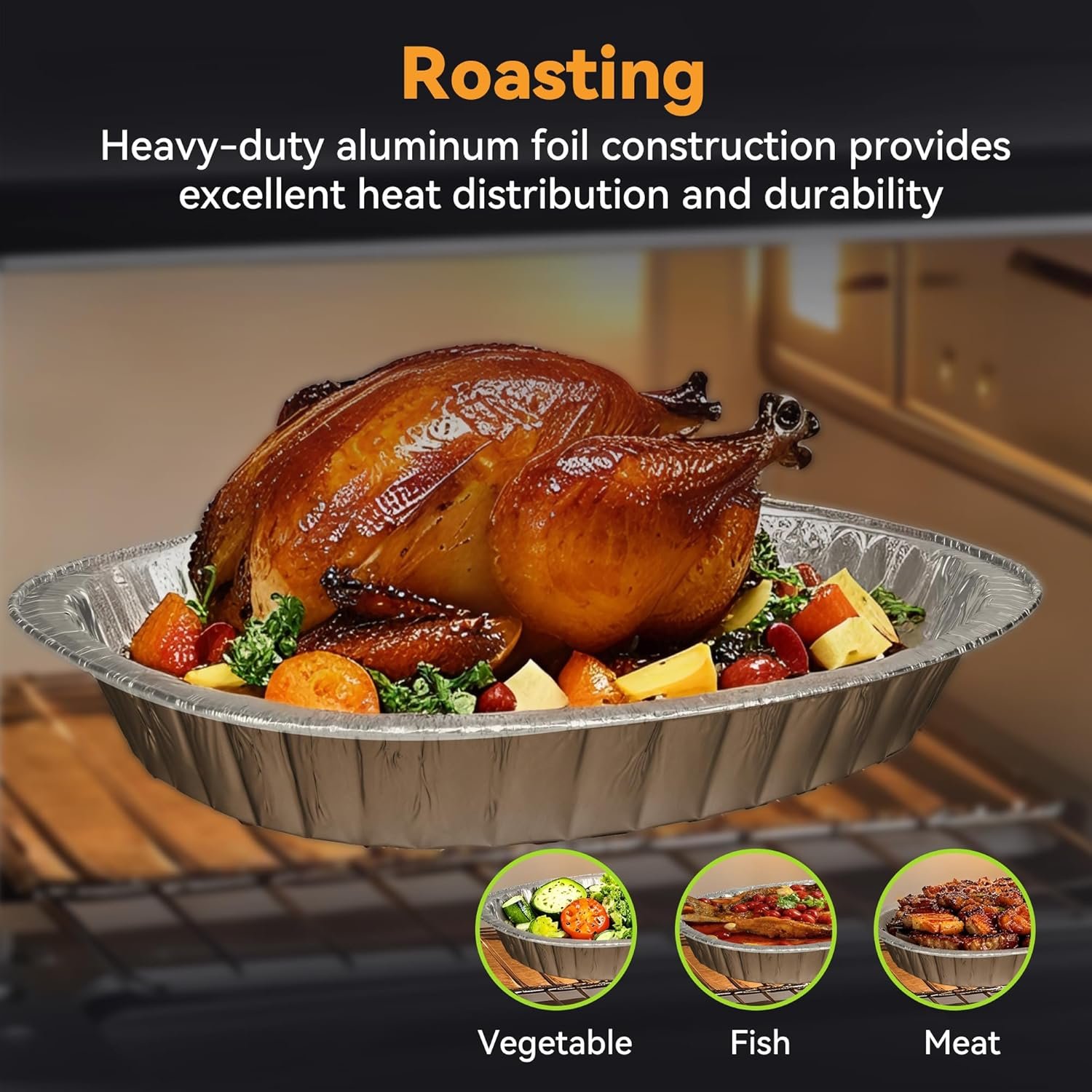 Aluminum Foil Pans, Disposable Oval Roasting Pan, Extra Large Foil Pan,Disposable & Durable Pan For Thanksgiving, Perfect for Chafing, Serving, Cooking a turkey& Meal Prep (20 Pack) - Image 6