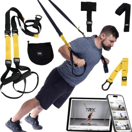 TRX All-in-ONE Suspension Training System: Full Body Workouts for Your Home Gym, Travel, and Outdoors | Includes Indoor & Outdoor Anchors, Workout Guide and Video Downloads