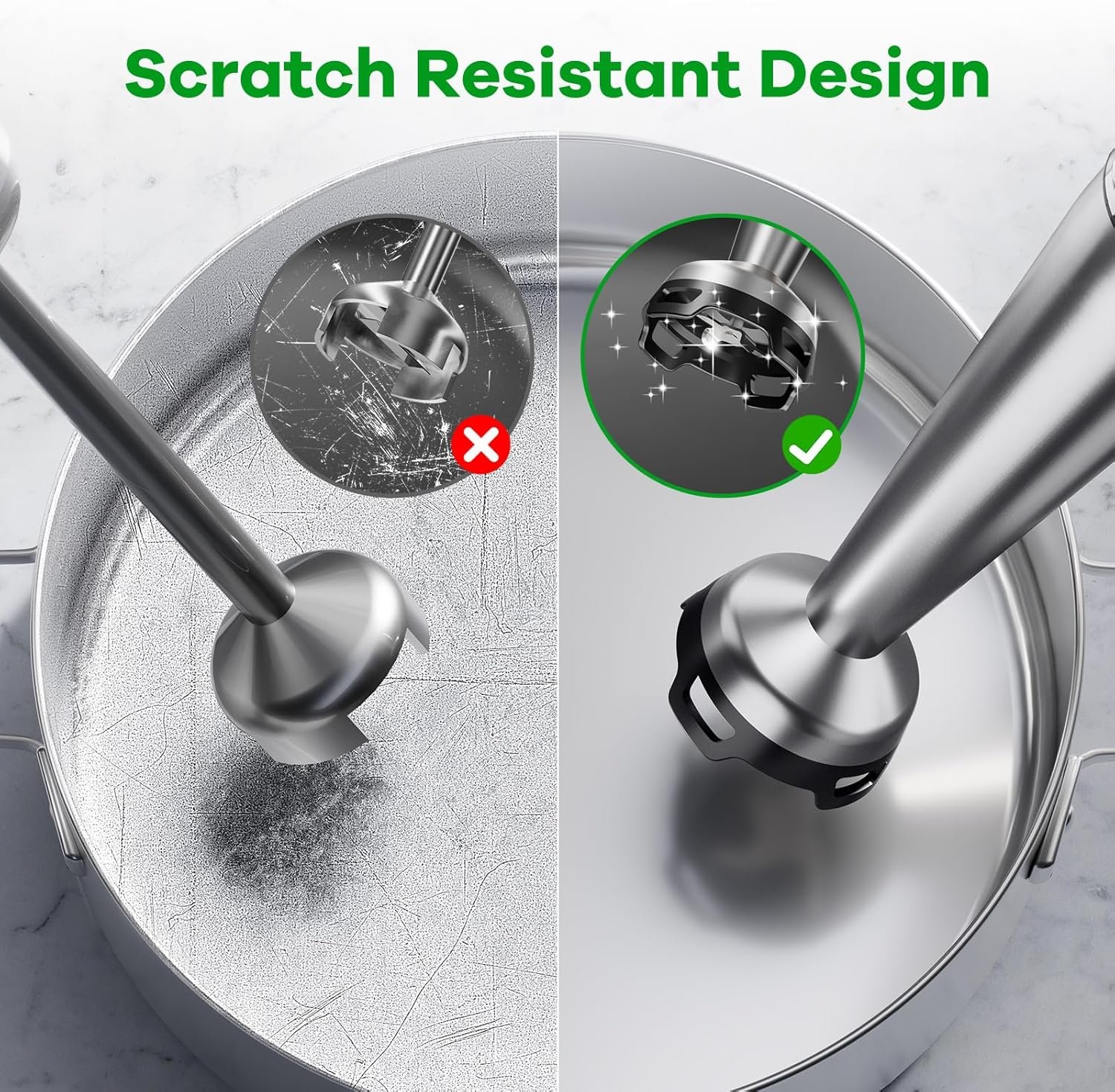 Immersion Blender Handheld Corded Hand Blenders Set 1100W, Trigger Variable Speed 5 in 1 Stick Emulsifier with Chopper, Whisk and Frother for Soup, Baby Food and Smoothies - Image 5