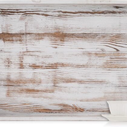 Hanobe Large Serving Ottoman Tray: 22'’ Extra Wood Serving Tray with Handles Rustic White Decorative Coffee Table Trays Farmhouse Home Decor for Living Room Kitchen Counter