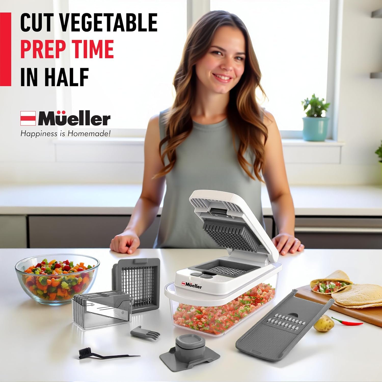 Mueller The Real Original Pro Chopper since 2013 Vegetable Chopper Mandoline Slicer, 8 Blade Food Veggie Chopper Onion Vegetable Cutter with Container, Kitchen Gadgets & Essentials, (10 in 1) - Image 8