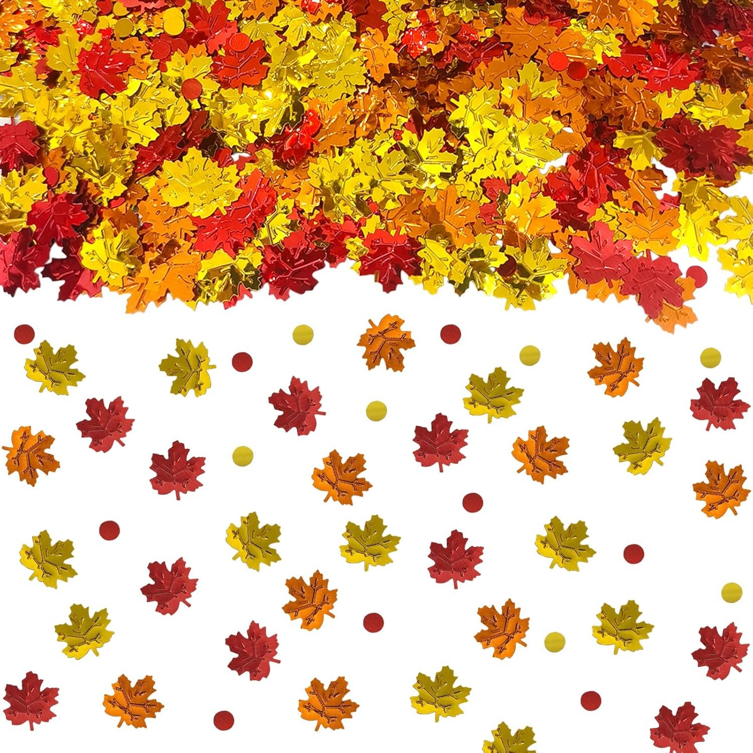 1500 Pcs Autumn Fall Table Confetti, Maple Leaf Decor Harvest Thanksgiving Table Scatters Glitter Party Decorations