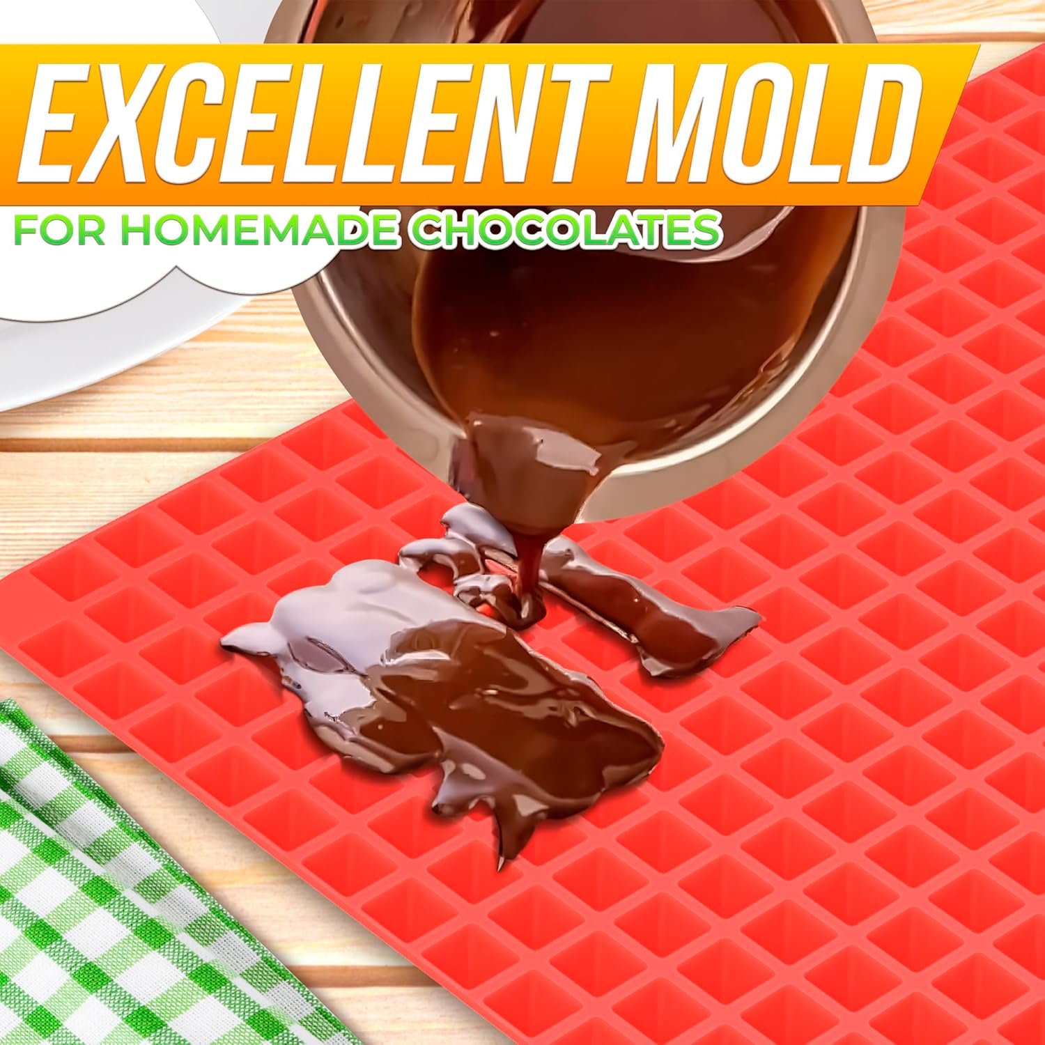 Non Stick Baking Cooking Mat - 16x11.5" Silicone Baking Mat, Fat Filtering Red Pyramid Design, for Roasting, BBQ & Pastry Making - Oven and Microwave Bacon Cooker Food Grade, Flexible & Easy-to-Clean - Image 9