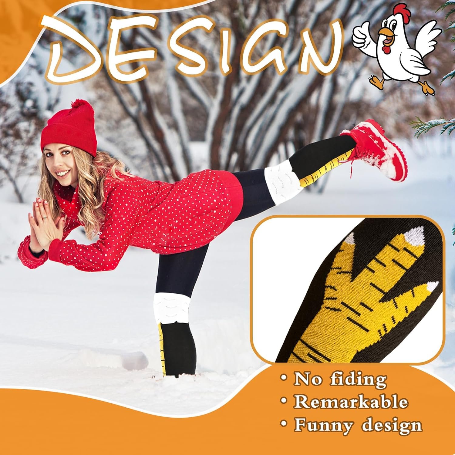 Funny Chicken Legs Socks,Novelty Knee-High Turkey Socks,3D Animal Paw Sock Funny Gifts for Thanksgiving,Christmas - Image 4