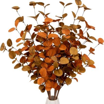 6 Pcs Fall Eucalyptus Leaves Artificial Eucalyptus Stems Fall Leaf Spray Autumn Leaves Fall Decorations for Home Floral Arrangement