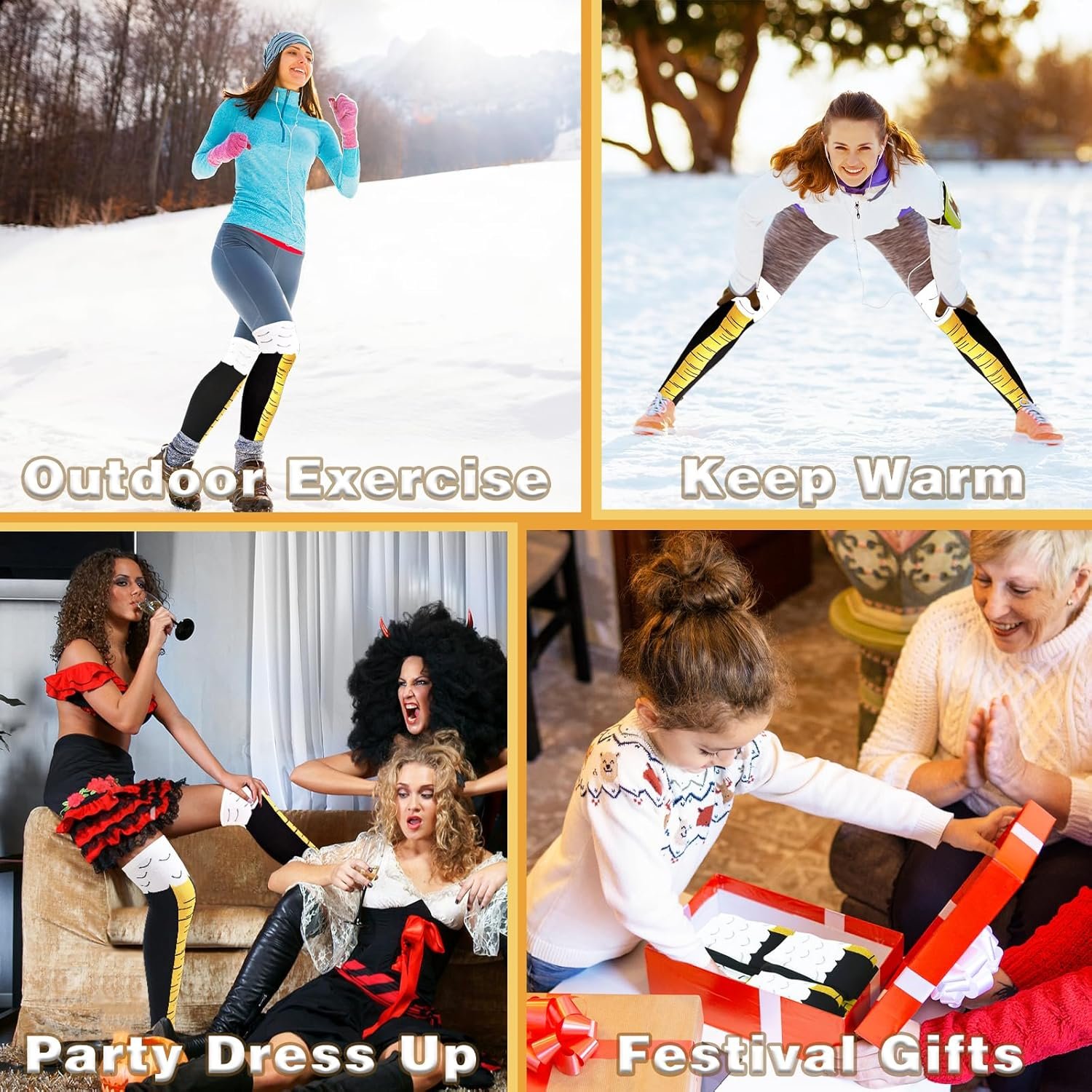 Funny Chicken Legs Socks,Novelty Knee-High Turkey Socks,3D Animal Paw Sock Funny Gifts for Thanksgiving,Christmas - Image 5