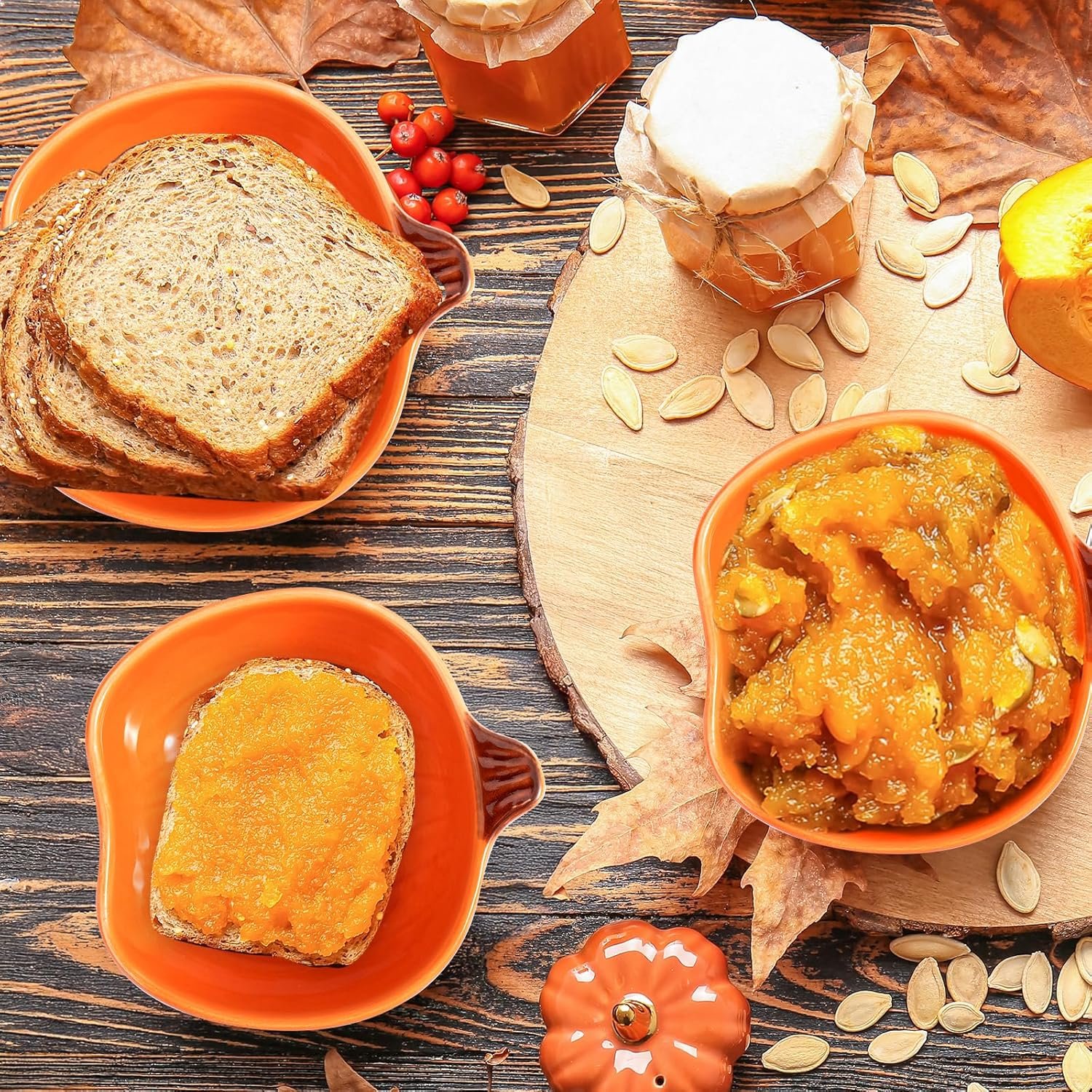 12 Pack Ceramic Pumpkin Bowls, 6 oz Small Fall Ramekins, Pumpkin Shaped Dishes for Halloween Thanksgiving Candy Snack Dip Sauce, Orange Mini Bowls for Autumn Party Decor - Image 5