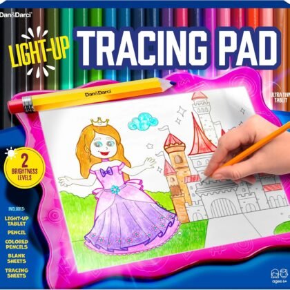 Dan&Darci Light Up Tracing Pad for Kids - Arts & Crafts Writing Drawing Tracer Board, Craft Kit for Girls & Boys Ages 6-12 - Birthday Toys Gifts Ideas for Girl or Boy 6+ Year Old Gift Toy - 6 7 8 9 10