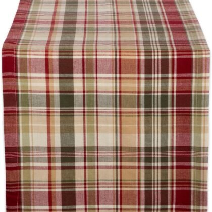 DII Give Thanks Plaid Fall Table Decor, Autumn & Thanksgiving Tabletop Linens, 14x72 Table Runner