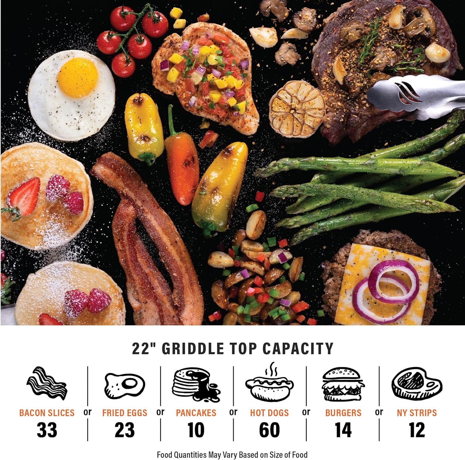 Blackstone 1813 Original 22” Tabletop Griddle with Hood and Stainless Steel Front Plate, Powder Coated Steel, Black - Image 7