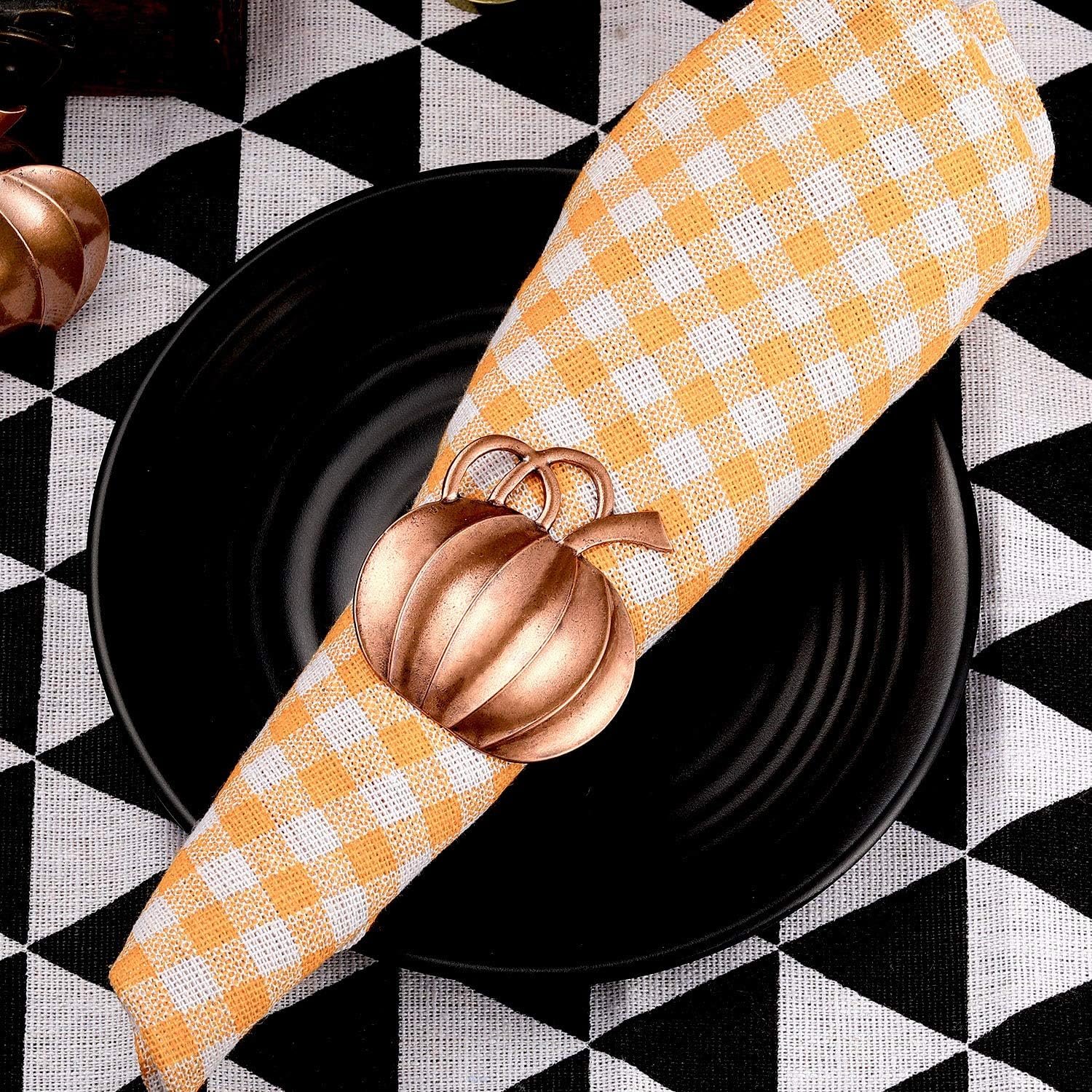 Patelai 6 Pieces Thanksgiving Pumpkin Napkin Rings Fall Napkin Holders Thanksgiving Dinner Tables Rings for Halloween Weddings Dinner Party Family Gatherings (Bronze) - Image 6
