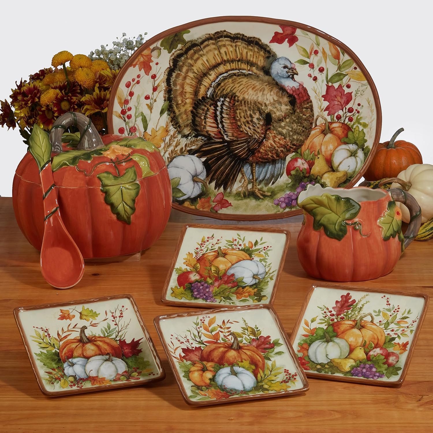 Harvest Blessings Ceramic Oval Turkey Platter – The perfect showpiece for Thanksgiving, this festive platter beautifully presents turkey, roasts, or holiday favorites with seasonal charm - Image 6