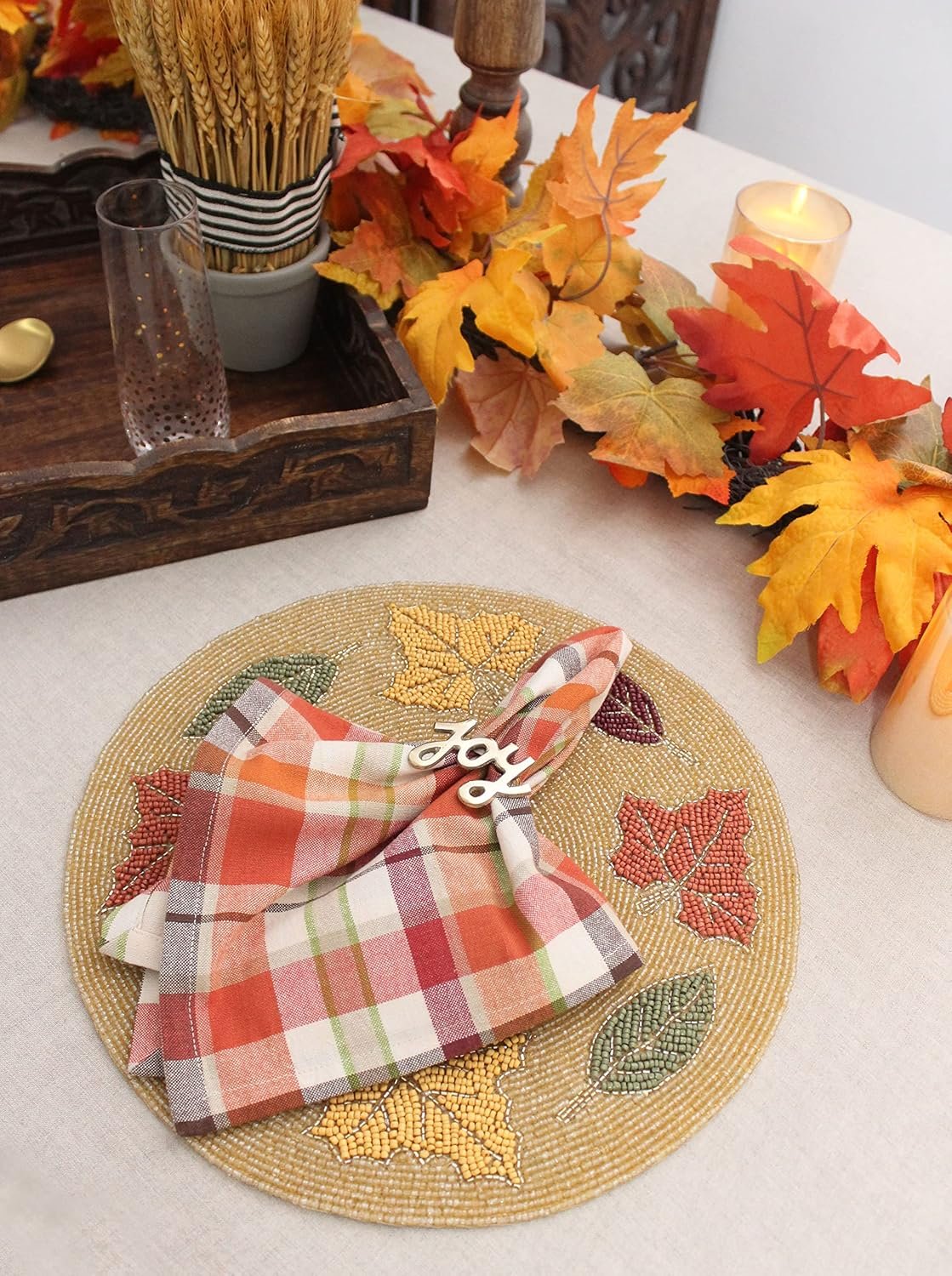 COTTON CRAFT Harvest Plaid Cloth Napkin - Set of 12 Pure Cotton Dinner Napkins - Everyday Fall Halloween Thanksgiving Holiday Party Table Napkin Gift - Reusable Napkin - 17x17 - Rust Orange Multi - Image 4