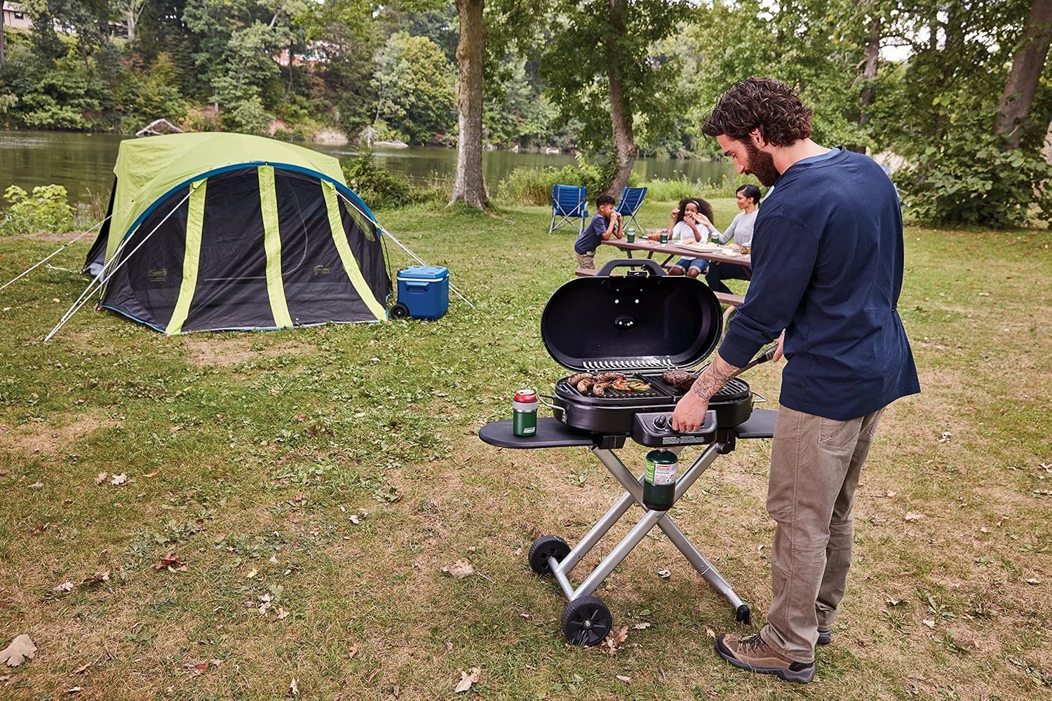 Coleman RoadTrip 285 Portable Stand-Up Propane Grill with 3 Adjustable Burners & Instastart Ignition, 20,000 BTUs of Power for Outdoor Cooking, Camping, Tailgating, Grilling, BBQs, & More - Image 2