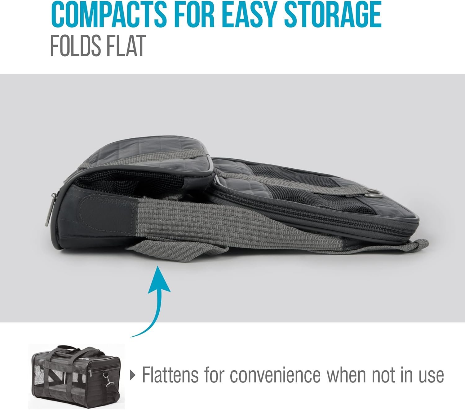 Sherpa Pet Carrier Airline Approved with Spring Wire Frame - Cat & Dog Carrier for In-Cabin Travel, Mesh Ventilation, Locking Zippers - Charcoal Grey, Large - Image 8