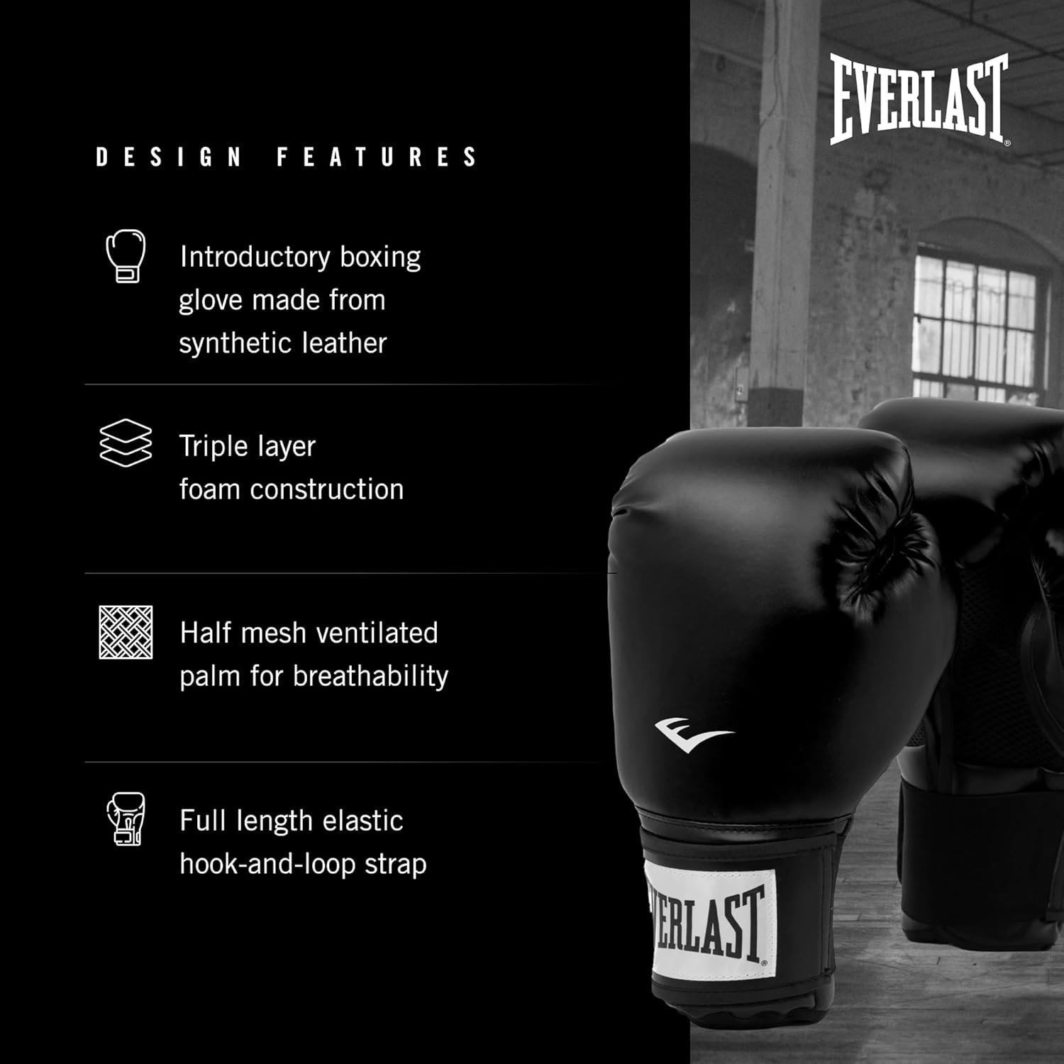 Everlast Prostyle 2 Youth Boxing Gloves, Entry Level Training Gloves for Men and Women, Secure Fit Hook and Loop Closure & Ventilation, Heavy Bag & Speedbag Training. - Image 3