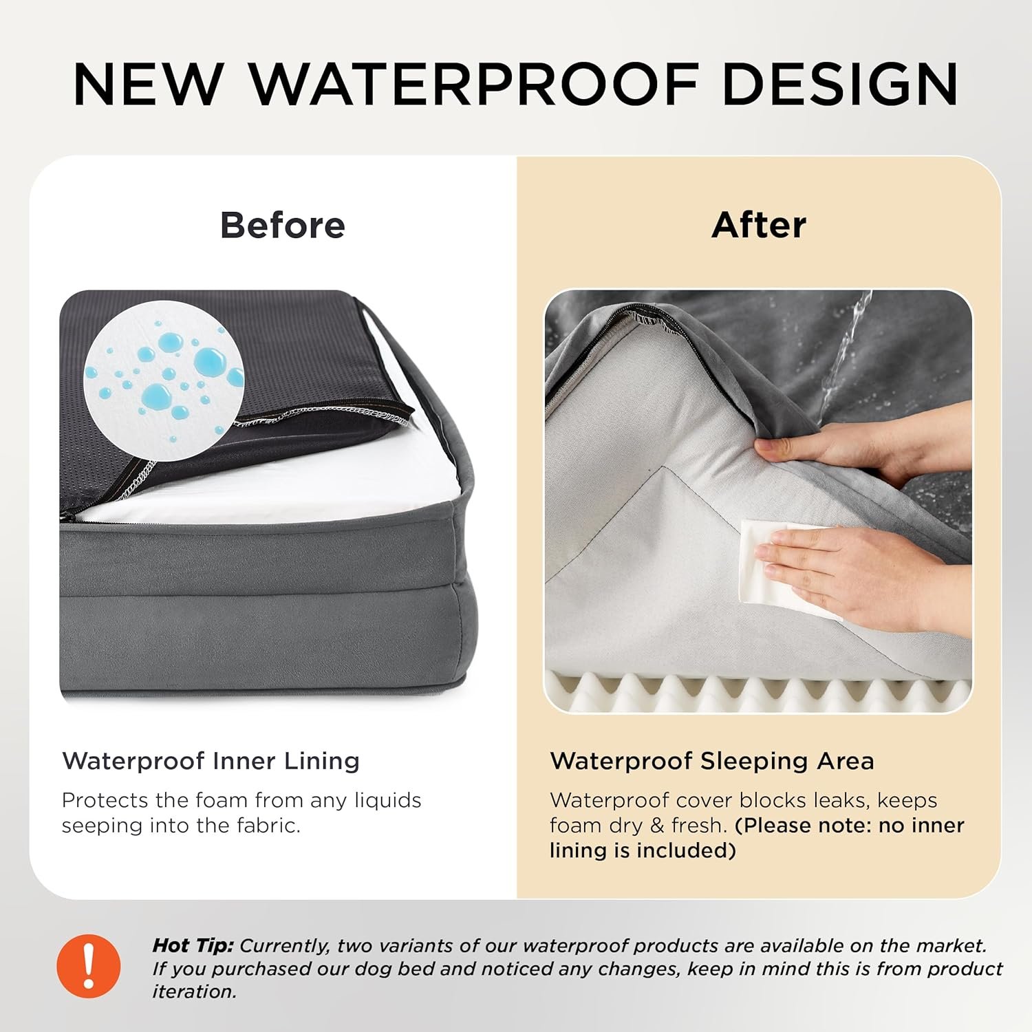 Bedsure L Plus Orthopedic Dog Bed for Large Dogs - Washable Dog Cat Bed Waterproof, L Plus Big Comfort Dogs Couch Sofa with Washable Removable Cover, Pet Bed with Nonskid Bottom, Grey, 38" - Image 4