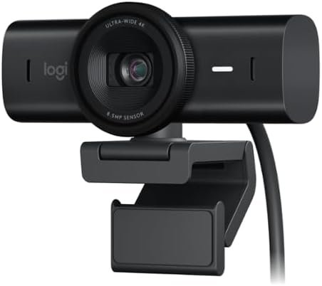 Logitech MX Brio Ultra HD 4K Streaming Webcam, 1080p at 60 FPS, USB-C, Webcam Cover, Works with Microsoft Teams, Zoom, Google Meet - Black (Renewed)