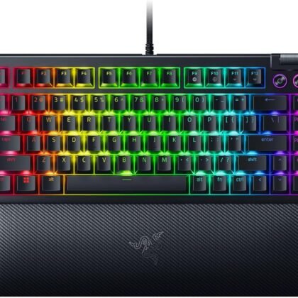 Razer BlackWidow V4 75% Mechanical Gaming Keyboard: Hot-Swappable Design - Compact & Durable - Orange Tactile Switches - Chroma RGB - MF Roller & Media Keys - Comfortable Wrist Rest - Black (Renewed)