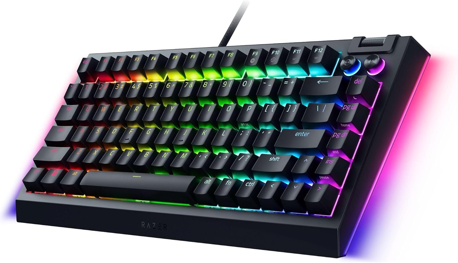 Razer BlackWidow V4 75% Mechanical Gaming Keyboard: Hot-Swappable Design - Compact & Durable - Orange Tactile Switches - Chroma RGB - MF Roller & Media Keys - Comfortable Wrist Rest - Black (Renewed) - Image 9
