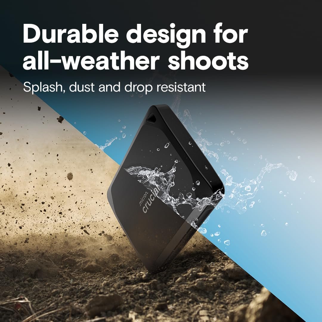 Crucial X10 Pro 1TB Portable SSD, Up to 2100MB/s Read, 2000MB/s Write, 3.2 USB-C, External Solid State Drive, Durable Storage for PC & Mac, for Professional Creators, Black - CT1000X10PROSSD902 - Image 3