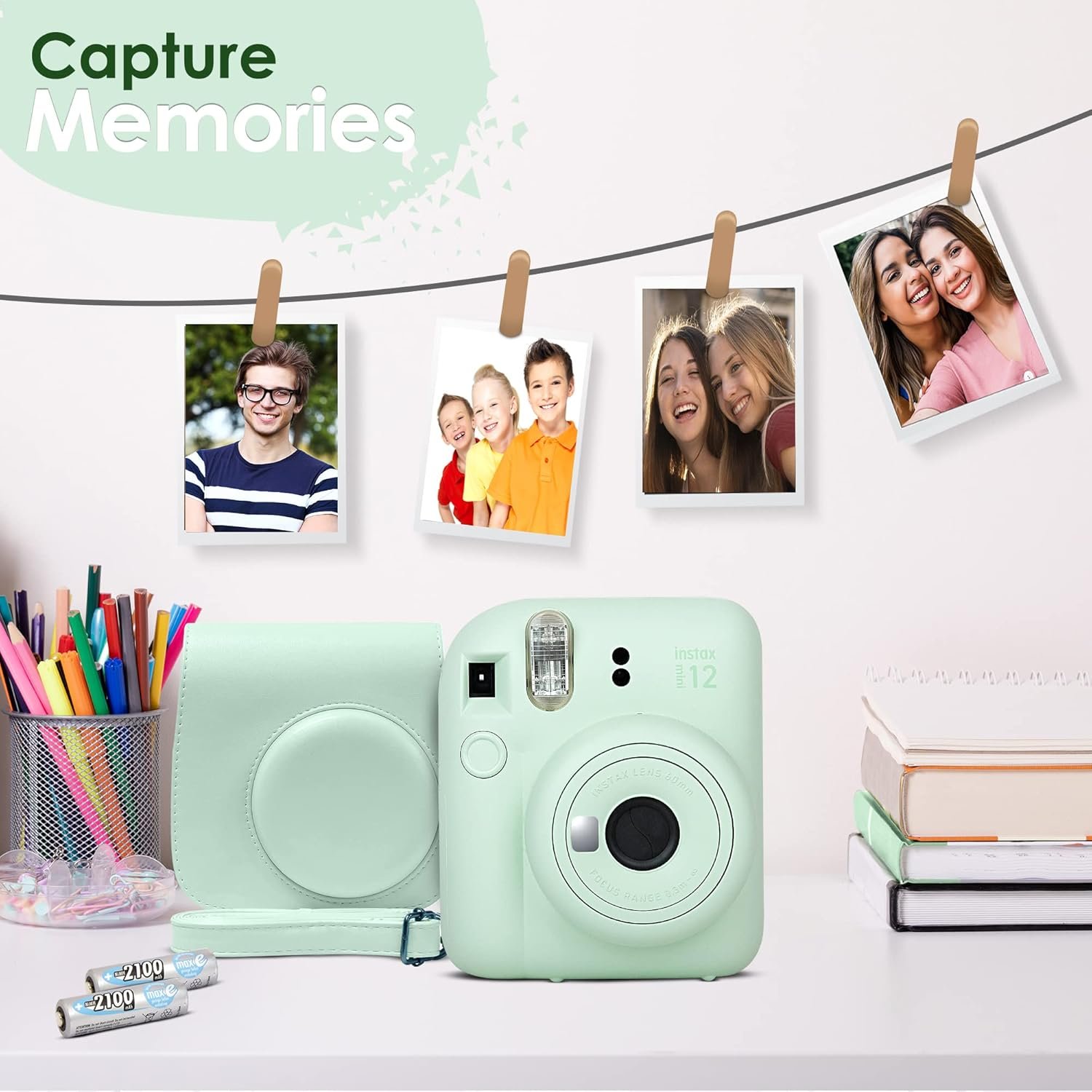 Fujifilm Instax Mini 12 Instant Camera Mint Green and Fuji Film Value Pack (60 Sheets) Bundle with Sturdy Tiger Accessories, Carrying Case, Photo Album 64 Pockets - Image 9