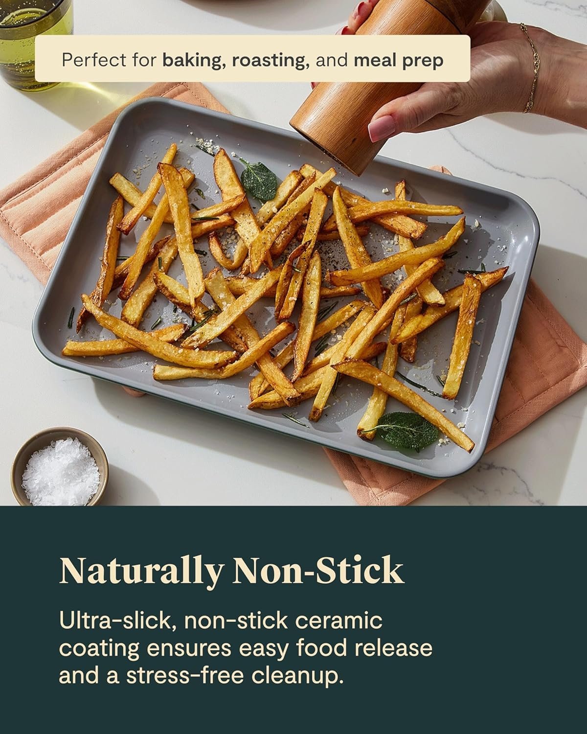 Caraway Mini Bakeware Set – Naturally Non-Stick, Non-Toxic Ceramic Coating – Compact Baking Pans Set for Small Kitchens & Ovens – Includes Baking Sheets, Muffin Pan, Cooling Rack & Storage - Sage - Image 2