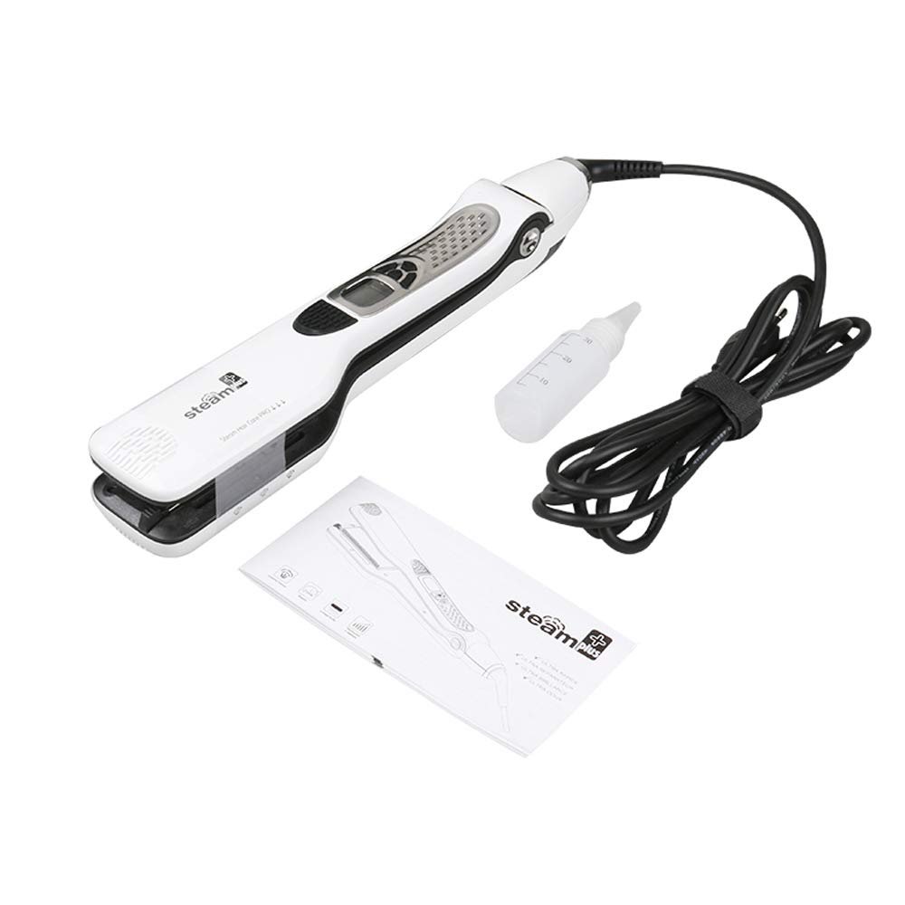Professional Steam Hair Straightener, Electric Fast Steam Hair Straightener Brush Titanium Ceramic Flat Iron, with Anti-Static Technology and Digital Controls Suitable for All Hair Types (White) - Image 6