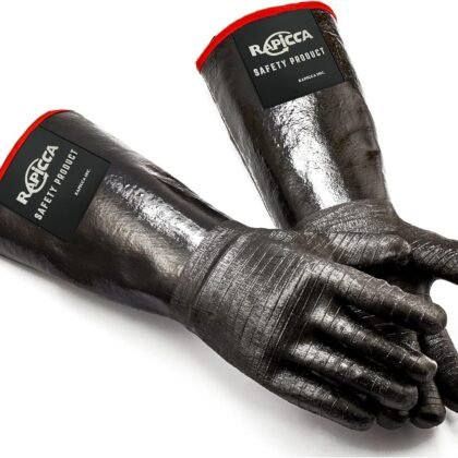 RAPICCA Heat Resistant BBQ Grill Gloves: Oil Resistant Waterproof for Smoking Grilling Cooking Barbecue Deep Frying Turkey Rotisserie Handling Hot Greacy Meat - Long Sleeve 932°F