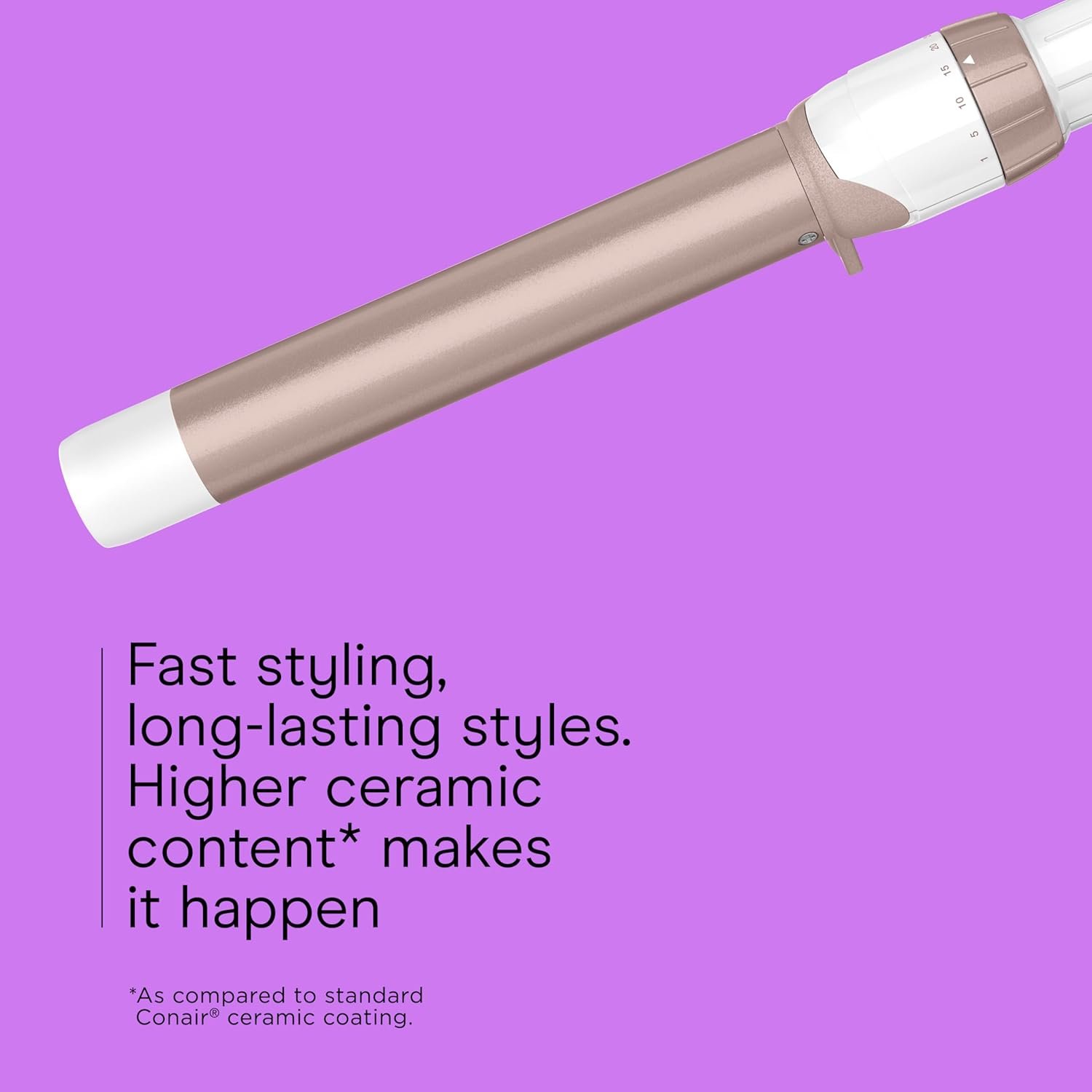 Conair Double Ceramic 1-Inch Curling Wand with Claw Clip, Produces Flawless Waves, Curling Iron for Use on Medium and Long Hair, 30 Heat Setting Curling Iron, White - Image 3