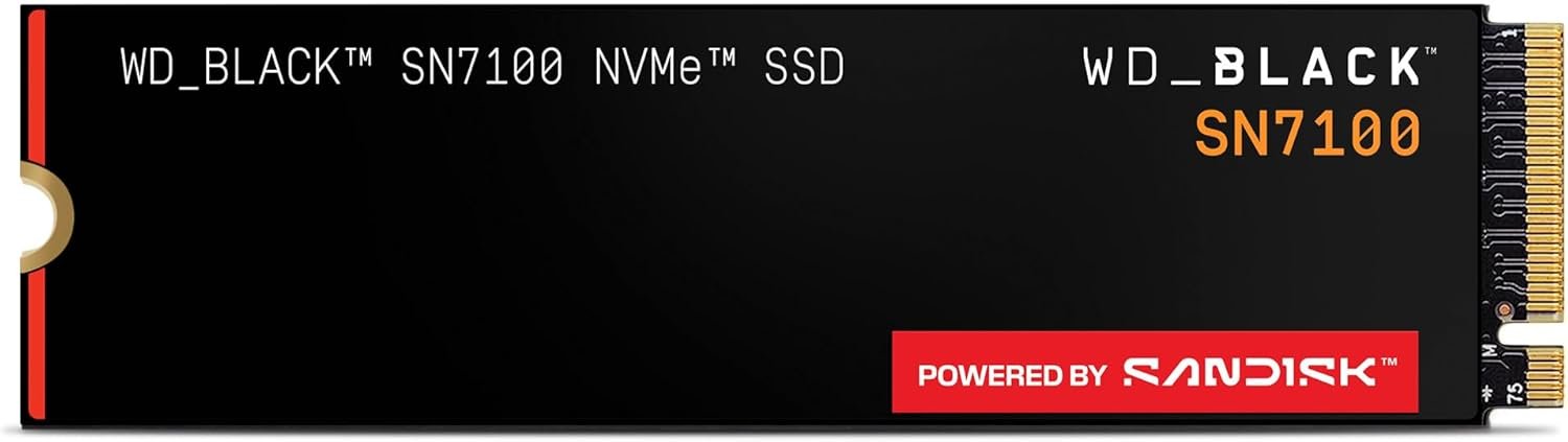 WD_Black SN7100 4TB NVMe SSD - Gen4 PCIe, M.2 2280, Up to 7,000 MB/s Read Speed, Up to 6,700 MB/s Write Speed, Next Gen TLC 3D NAND, for Laptops, Handheld Gaming Devices - WDS400T4X0E