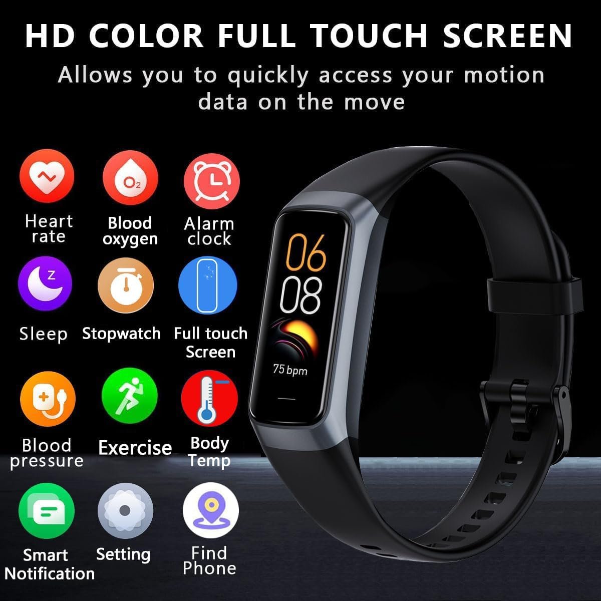 Fitness Tracker with 24/7 Heart Rate Blood Oxygen Sleep Monitor,Activity Tracker with 1.1" AMOLED Touch Color Screen, Multiple Sport Modes Step Counter,IP68 Waterproof for Women Men - Image 2