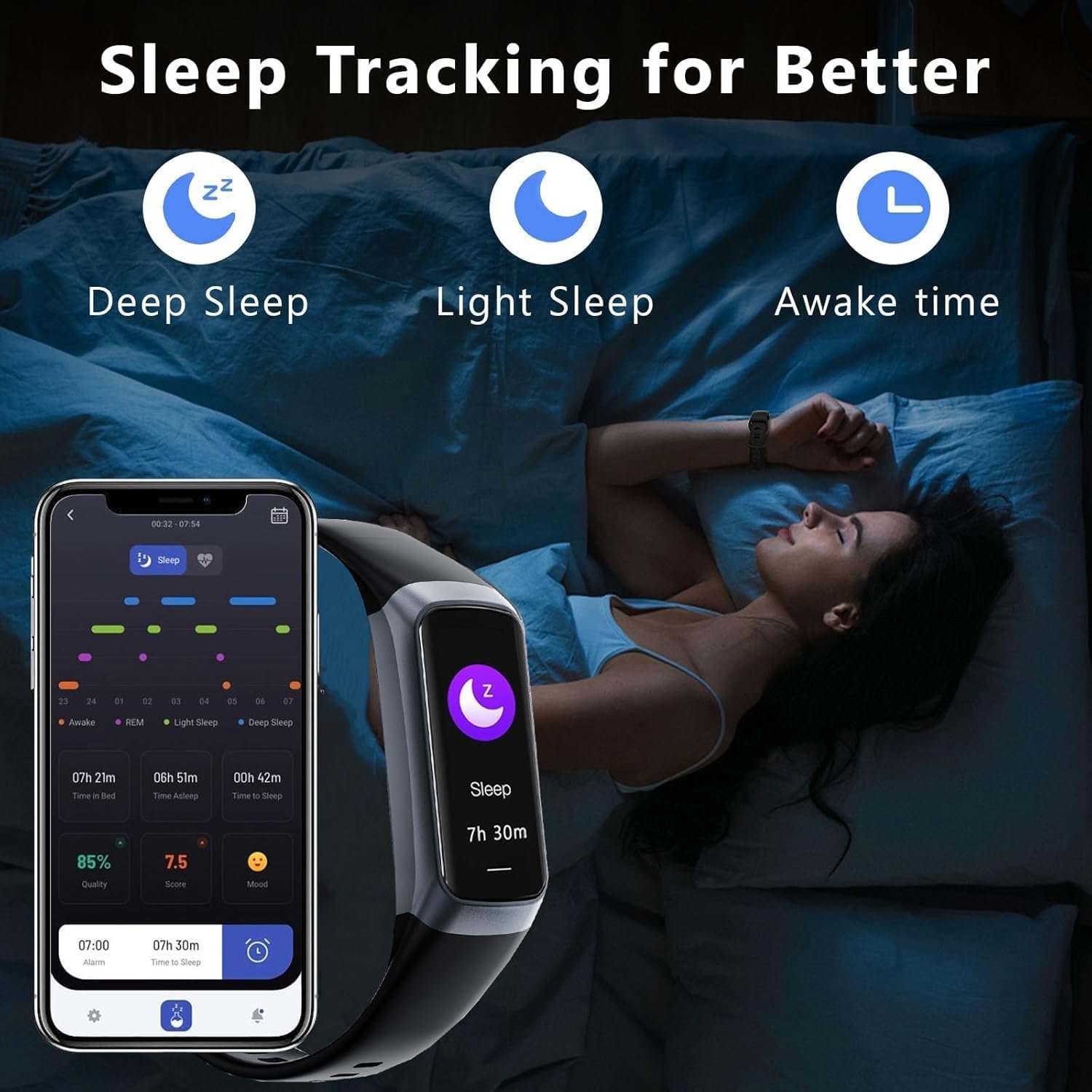 Fitness Tracker with 24/7 Heart Rate Blood Oxygen Sleep Monitor,Activity Tracker with 1.1" AMOLED Touch Color Screen, Multiple Sport Modes Step Counter,IP68 Waterproof for Women Men - Image 4