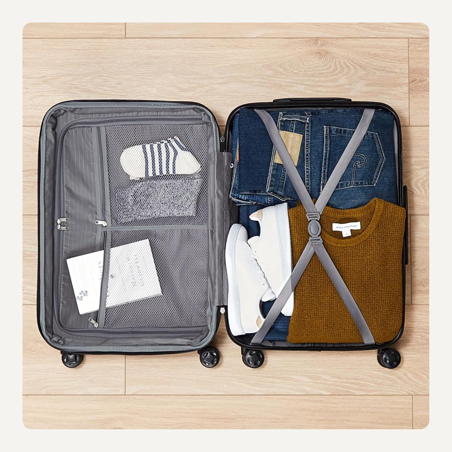 Amazon Basics 21" Hardside Carry-On Luggage, Hardshell Suitcase With Wheels, Expandable For Up to 25% More Space, With Scratch-Resistant Surface, Four Multi-directional Wheels, Orange - Image 4