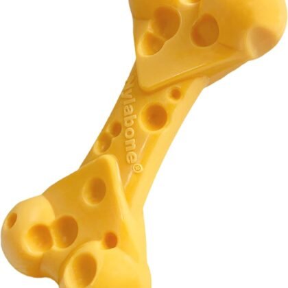 Nylabone Cheese Bone Power Chew Toy for Dogs, Cute Dog Toys for Aggressive Chewers, Cheese Flavor, X-Large Dogs - 50+ lbs, 1 Count