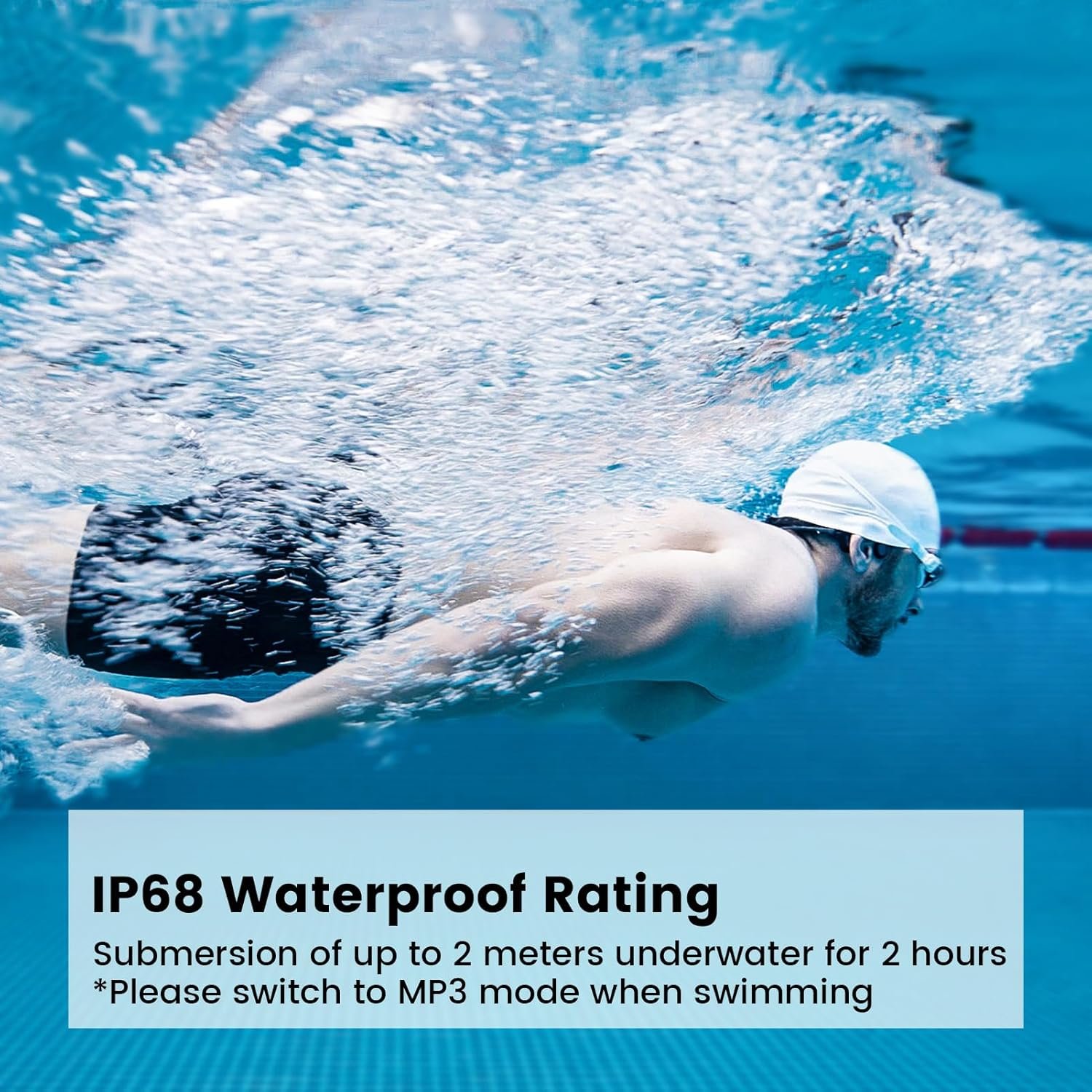 mojawa Run Plus Bone Conduction Headphones, Open-Ear Bluetooth Headphones, 32GB MP3 Player, IP68 Waterproof Swimming Earbuds, Deep Bass, Secure Fit for Running, Gym and Daily Use, Orange - Image 2