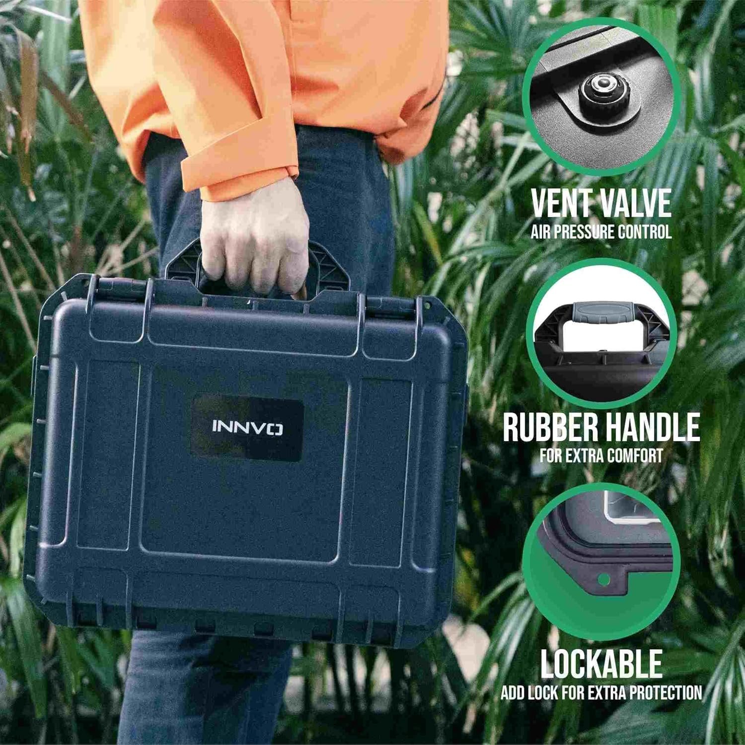 Drone Case for DJI Air 3S / 3 Fly More Combo Waterproof Hard Shell Shockproof with Strap & Mesh Pocket for Accessories Custom-Foam Solt fits Drone Controller Batteries and Charger 14.2x6.3x11.4 - Image 3