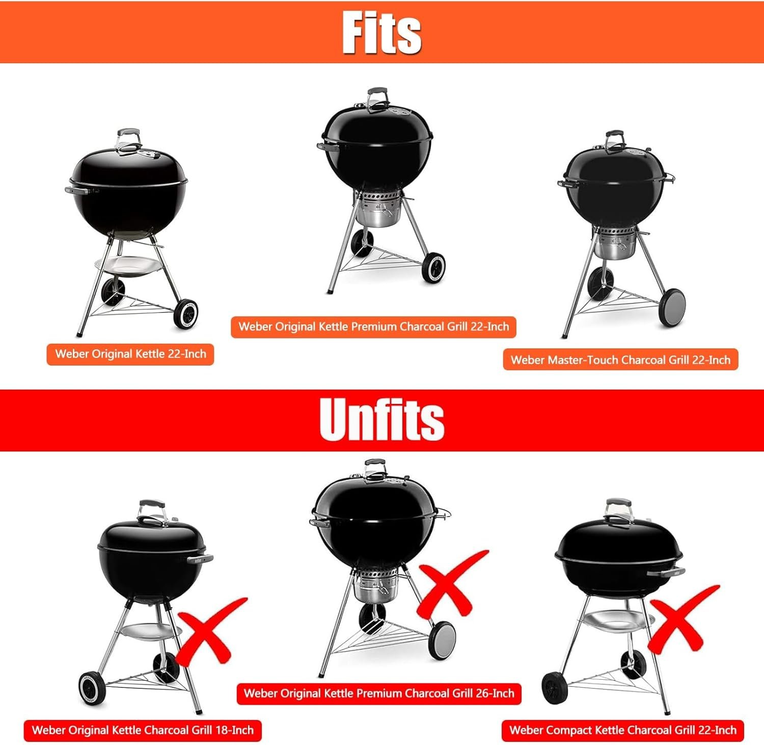 Upgraded Grill Table Shelf for Kettle Grills 22 Inch, Side Table Shelf Replaces Weber Master Touch & Original Charcoal Grill, Grill Accessories for Weber Kettle, Outdoor Steel BBQ Table Shelf - Image 3