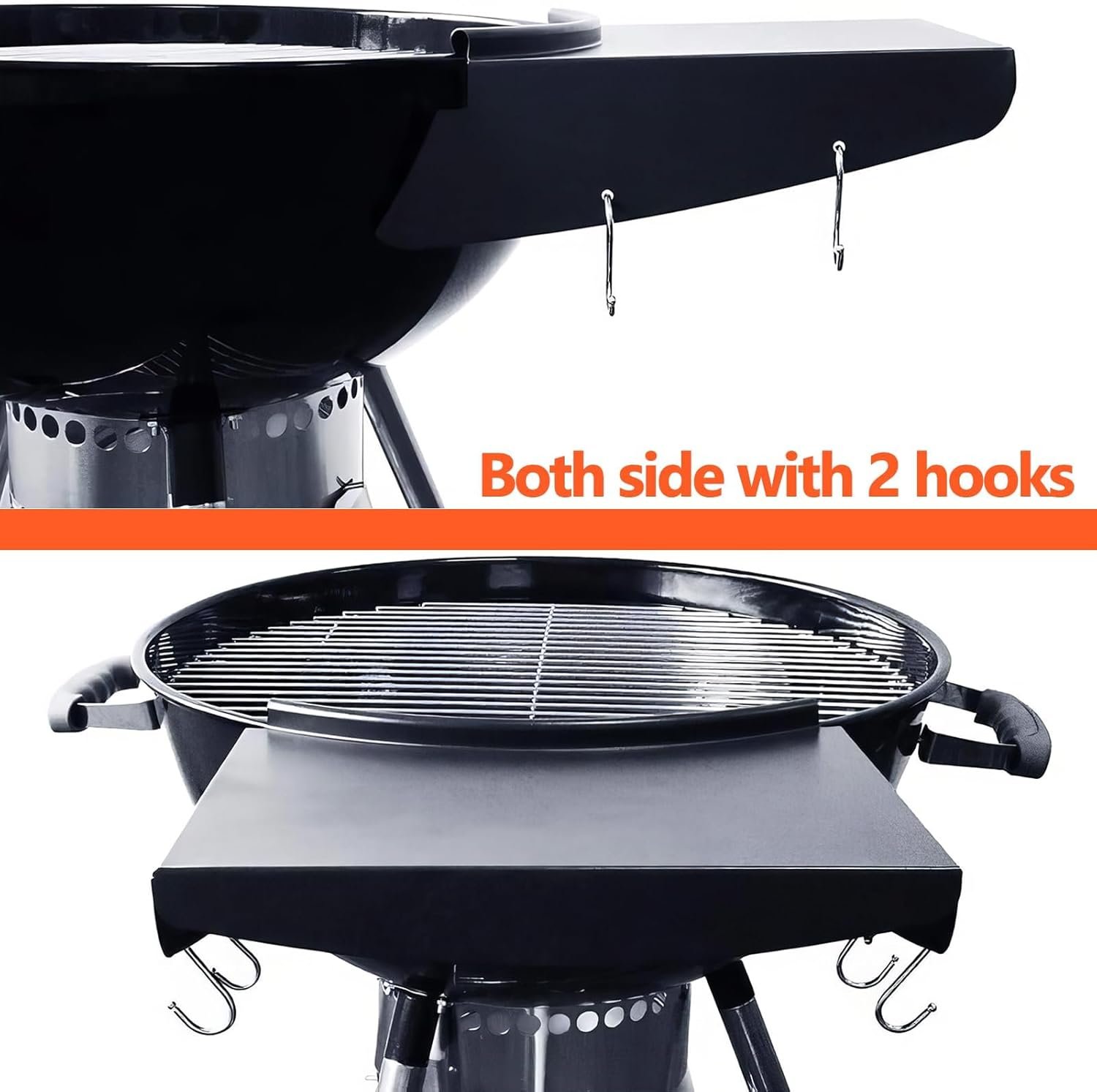 Upgraded Grill Table Shelf for Kettle Grills 22 Inch, Side Table Shelf Replaces Weber Master Touch & Original Charcoal Grill, Grill Accessories for Weber Kettle, Outdoor Steel BBQ Table Shelf - Image 6