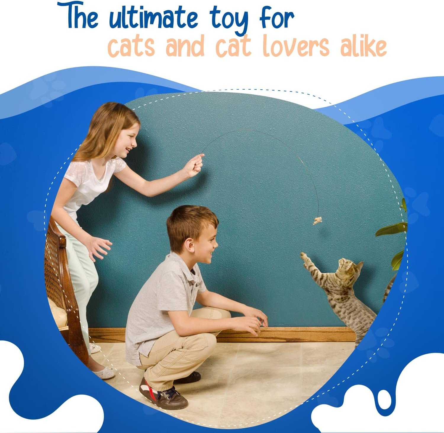 Cat Dancer Products Cat Chaser with Colorful Fleece, Interective Toy for Exercise with Ringtail Whisker & Bowtie (Pack of 7) - Image 3