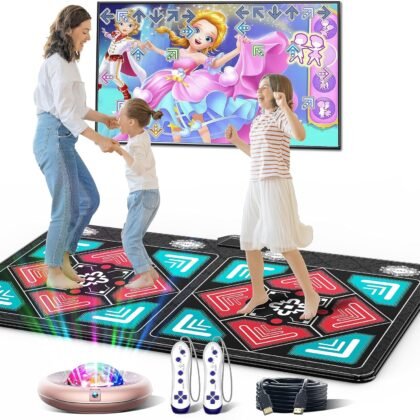 Dance Mat for Kids and Adults, Anti-Slip Wireless Electronic Dance Pad for TV, Wrinkle-Free, Soft & Cozy Playmat for Exercise & Games, Smart Camera & 2 Controllers, Gift idea（Classic Snowflake）