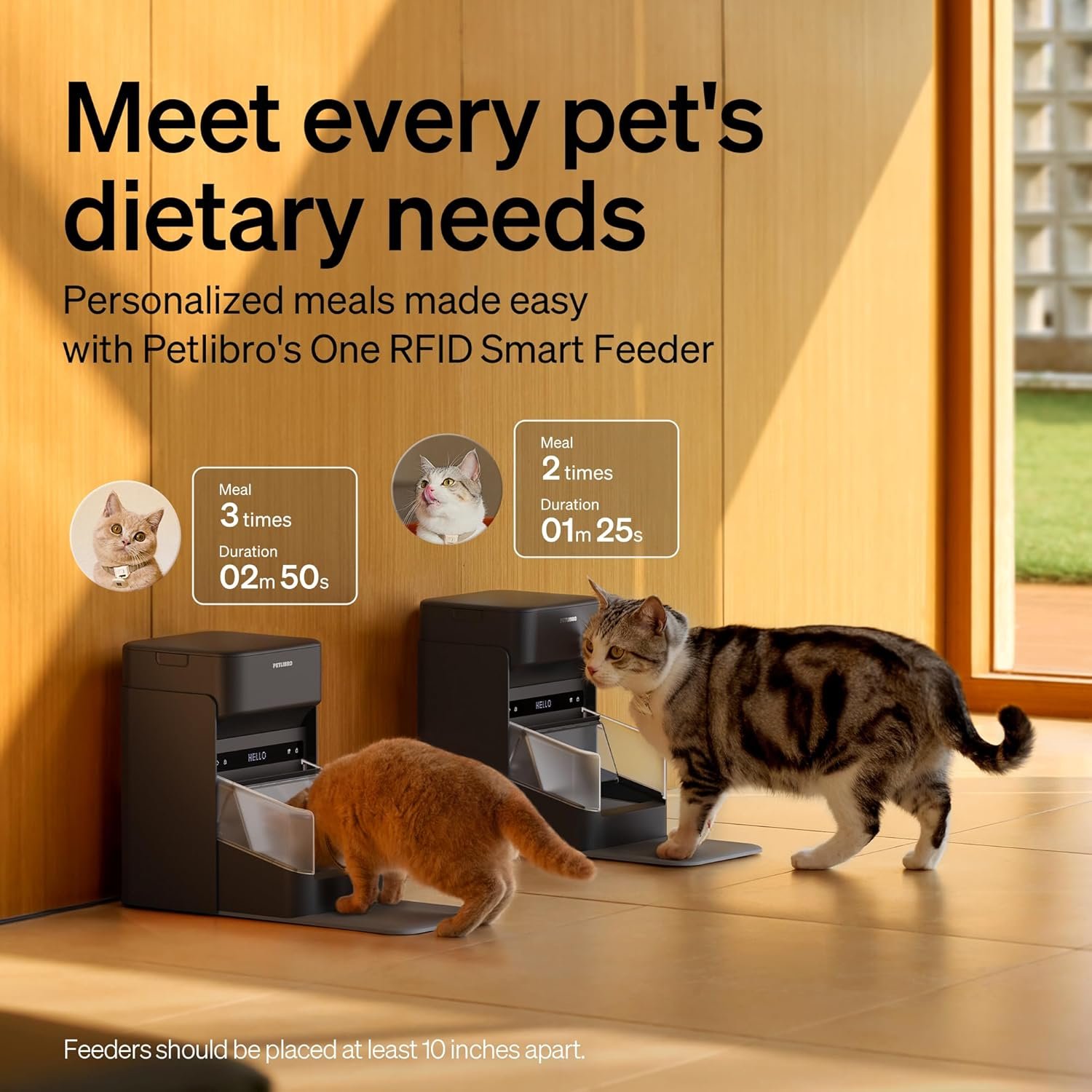 PETLIBRO RFID Automatic Cat Feeders for 3 Cats, Collar Sensor for Personalized Meals, Cats Recognition, Diet Tracking and Anti-Stealing for Multi-Pets Homes and Different Diets, WiFi Food Dispensers - Image 2