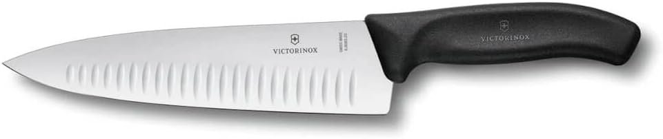 Victorinox Swiss Classic 8 Inch Chef's Knife with Granton Blade, Stainless Steel, Black - Image 4