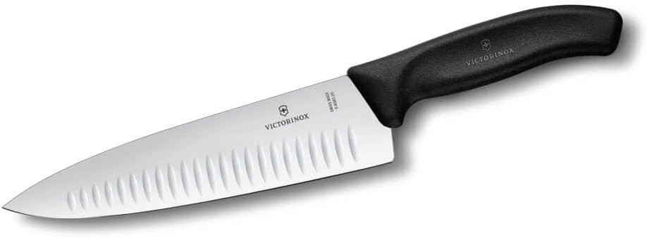 Victorinox Swiss Classic 8 Inch Chef's Knife with Granton Blade, Stainless Steel, Black