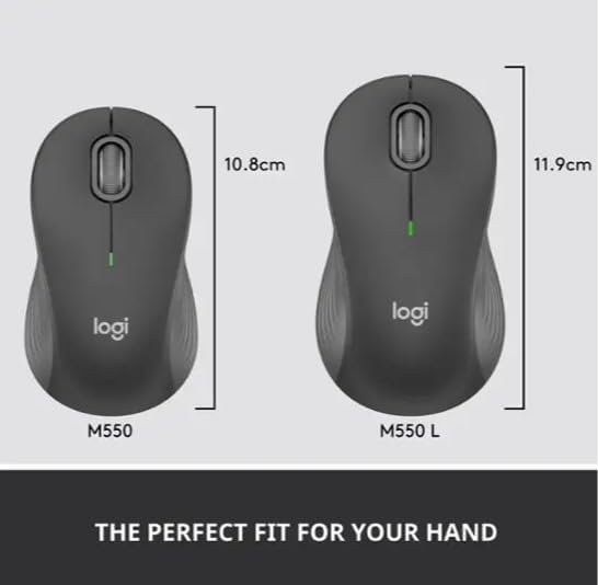 Logitech - Signature M550 L Full Size Bluetooth Ambidextrous Mouse with Silent Clicks - Wireless - Graphite (Renewed) - Image 3