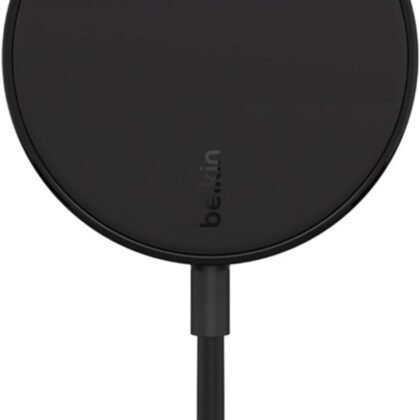 Belkin 7.5W Magnetic Portable Wireless Charger Pad - 6.6ft/2M Long Cable - MagSafe Compatible Charger - iPhone Charger Compatible w/ iPhone 15, iPhone 14, iPhone 13 - Power Supply Included - Black