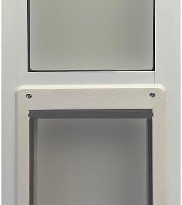 Ideal Pet Products Aluminum Vertical Sash Window Pet Door, Adjustable Sizes to Fit Window Heights from 32-1/2" to 35-1/8”, Chubby Kat 7-1/2” x 10-1/2” Flap Size