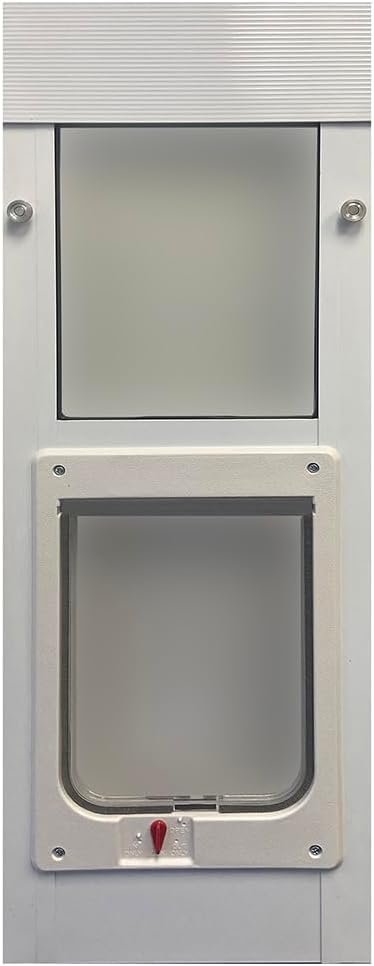 Ideal Pet Products Aluminum Vertical Sash Window Pet Door, Adjustable Sizes to Fit Window Heights from 32-1/2" to 35-1/8”, Chubby Kat 7-1/2” x 10-1/2” Flap Size